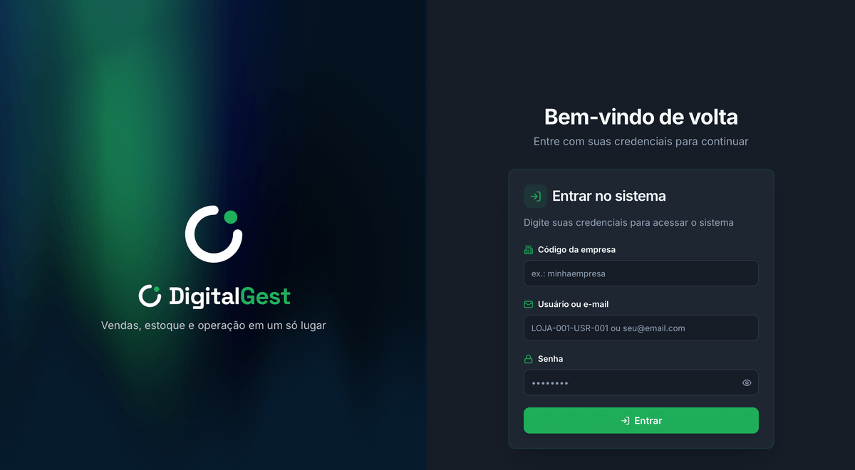 Tela de acesso do sistema DigitalGest
