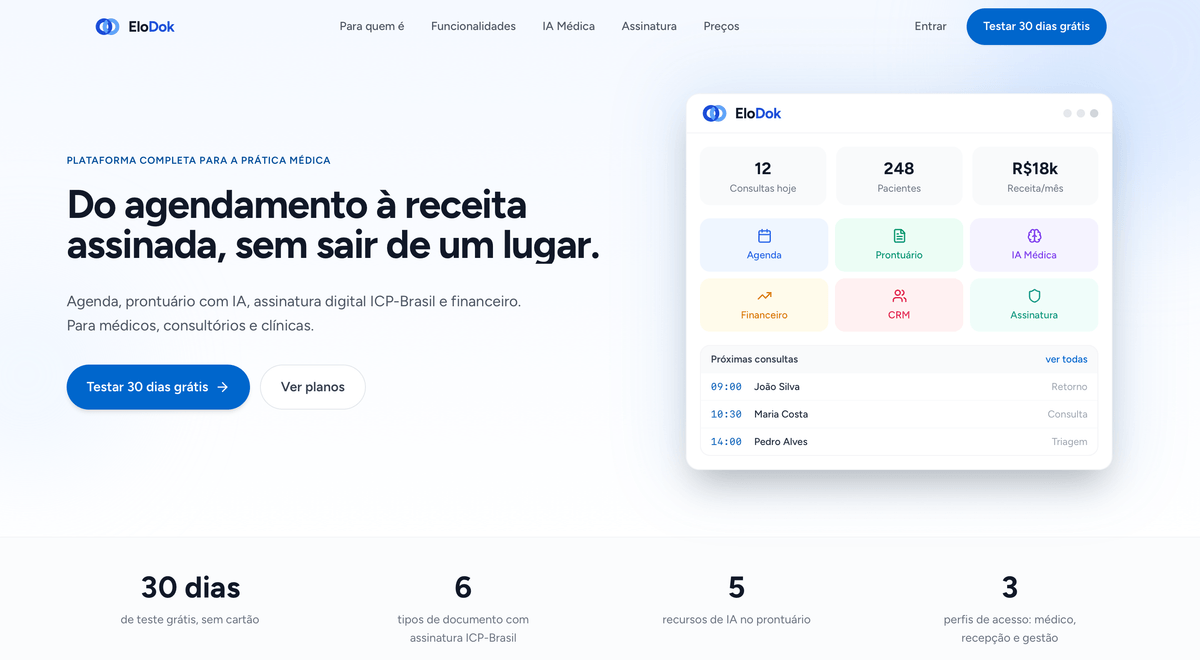Captura do site do EloDok