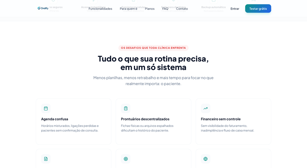 Desafios da rotina de clínicas apresentados pelo Oralify