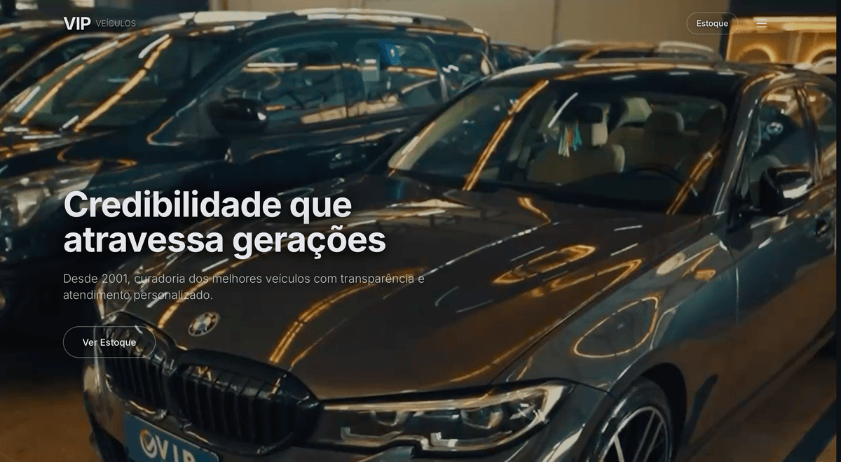 Captura do site do Grupo VIP Veículos