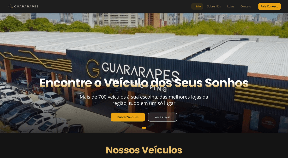 Captura do site do Guararapes Auto Shopping